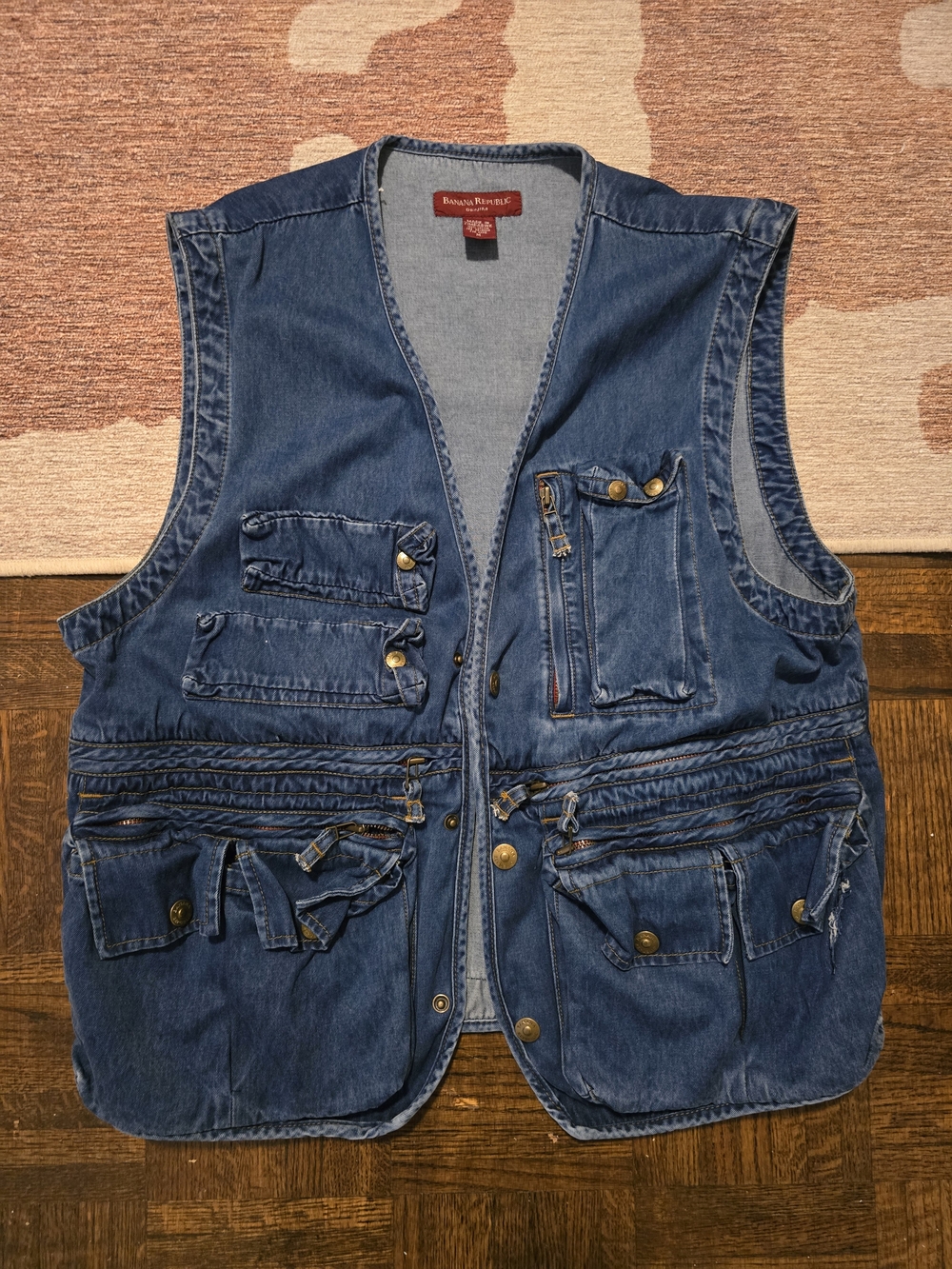 Banana Republic Blue Denim Utility Photoraphy Hunting Vest Size M